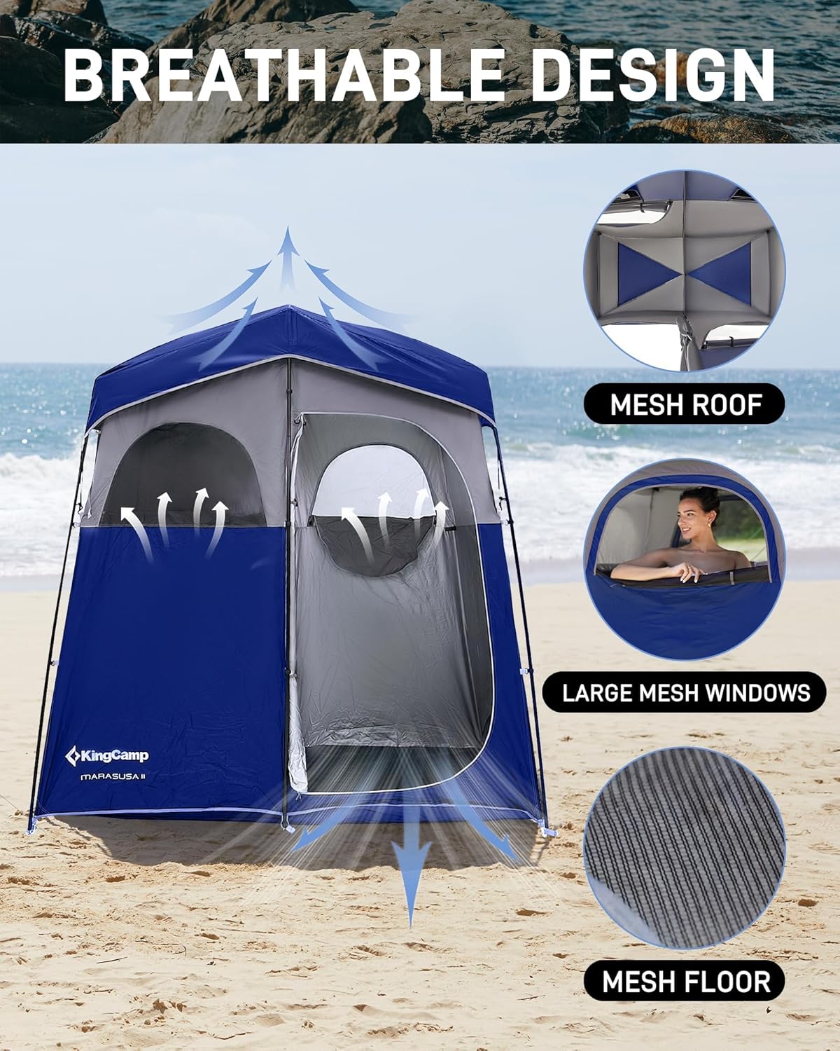 KingCamp Shower Tent, Portable Privacy Tent Outdoor Camping 1/2 Room Toilet Tents with Shower Bag & Dressing Room for Beach, Camping & Hiking