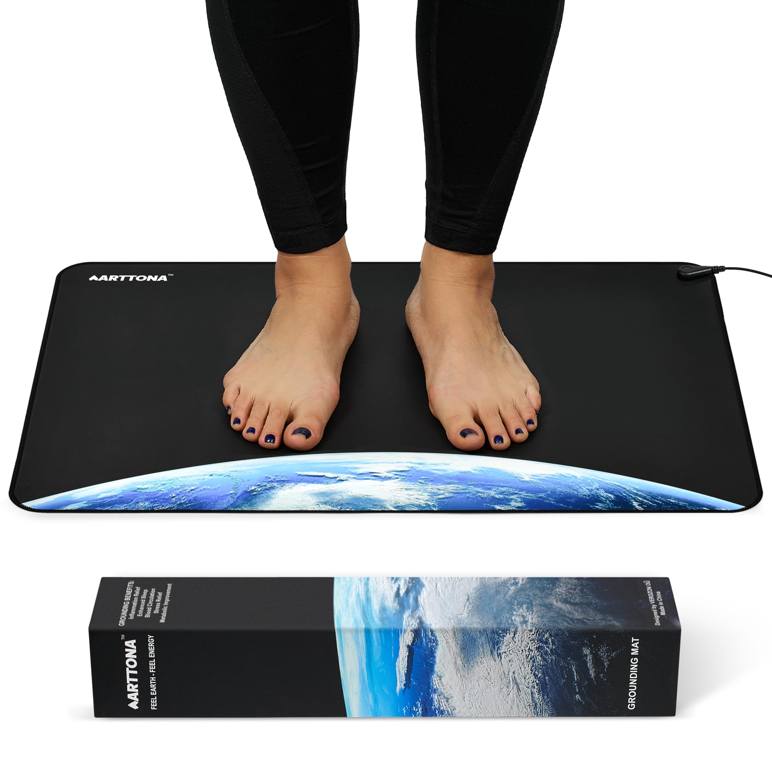 Tapis de sol pour un meilleur sommeil, soulagement du stress et bien-être – Tapis de mise à la terre de qualité supérieure pour bureau, lit et sol – Matériau durable et non toxique – Comprend