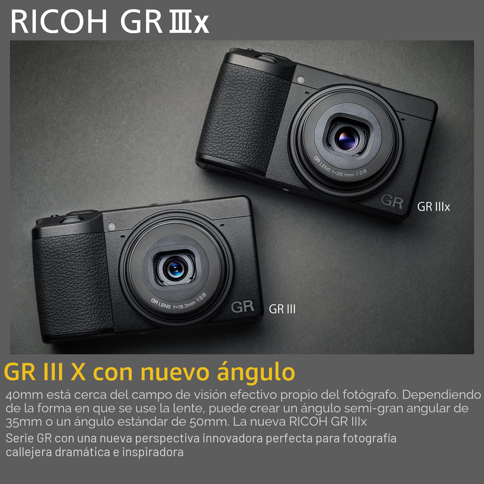 Amazon.com: Ricoh GR IIIx, Negro, Cámara digital compacta con