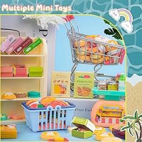 Vista 9 de 196Pcs Mini Shopping Cart Basket Trolley Grocery Game Model Miniature Drink Bottle Food Pizza with Box Supermarket Metal Handcart Toy Doll House