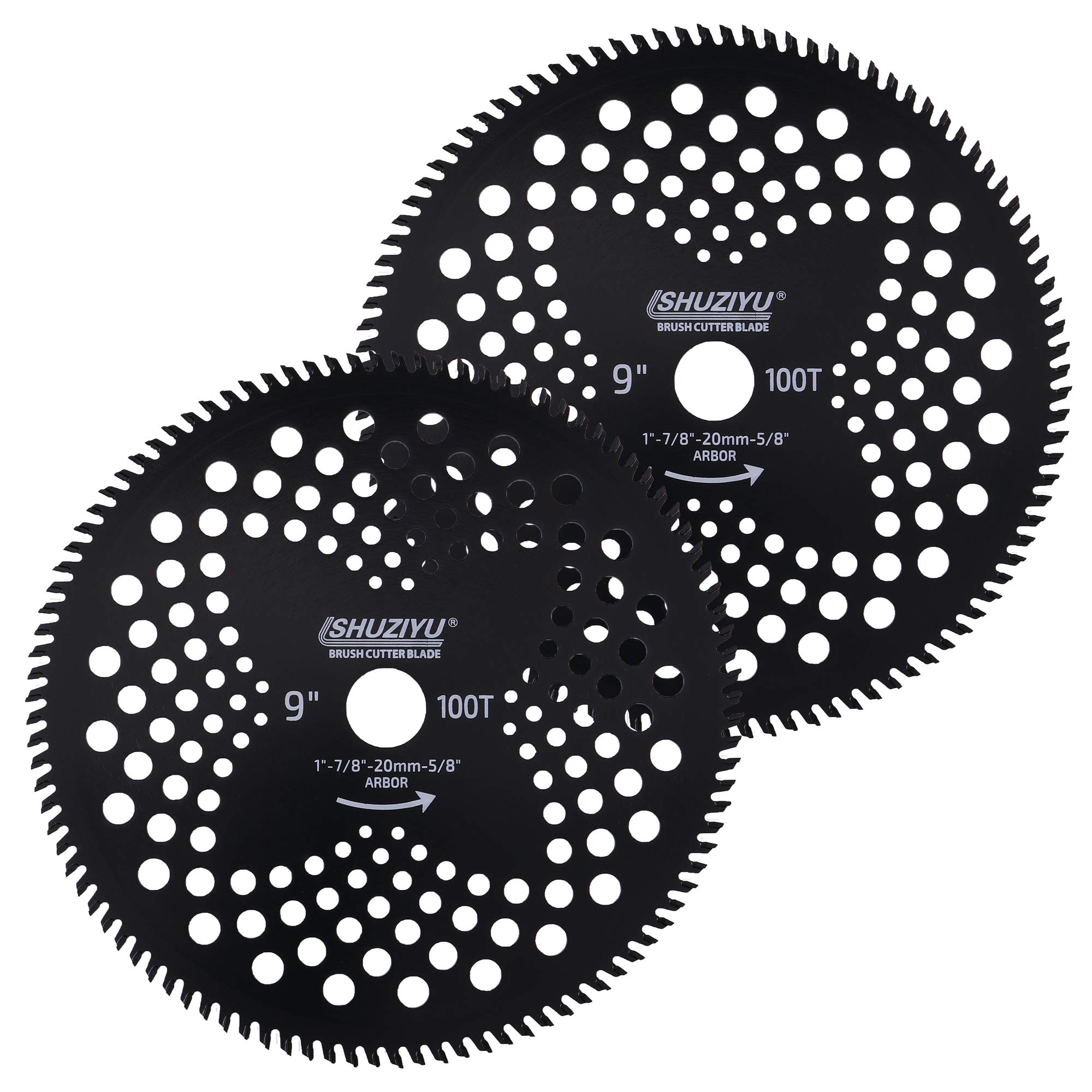 9"(230mm)-100T, Punta de Carburo, Paquete de 2 Piezas, Agujero Centrol 25.4mm con Arandela de 22.23-20-15.88mm, Hoja de Desbrozadora, Hoja Cortadora de Cepillo Para Polvo