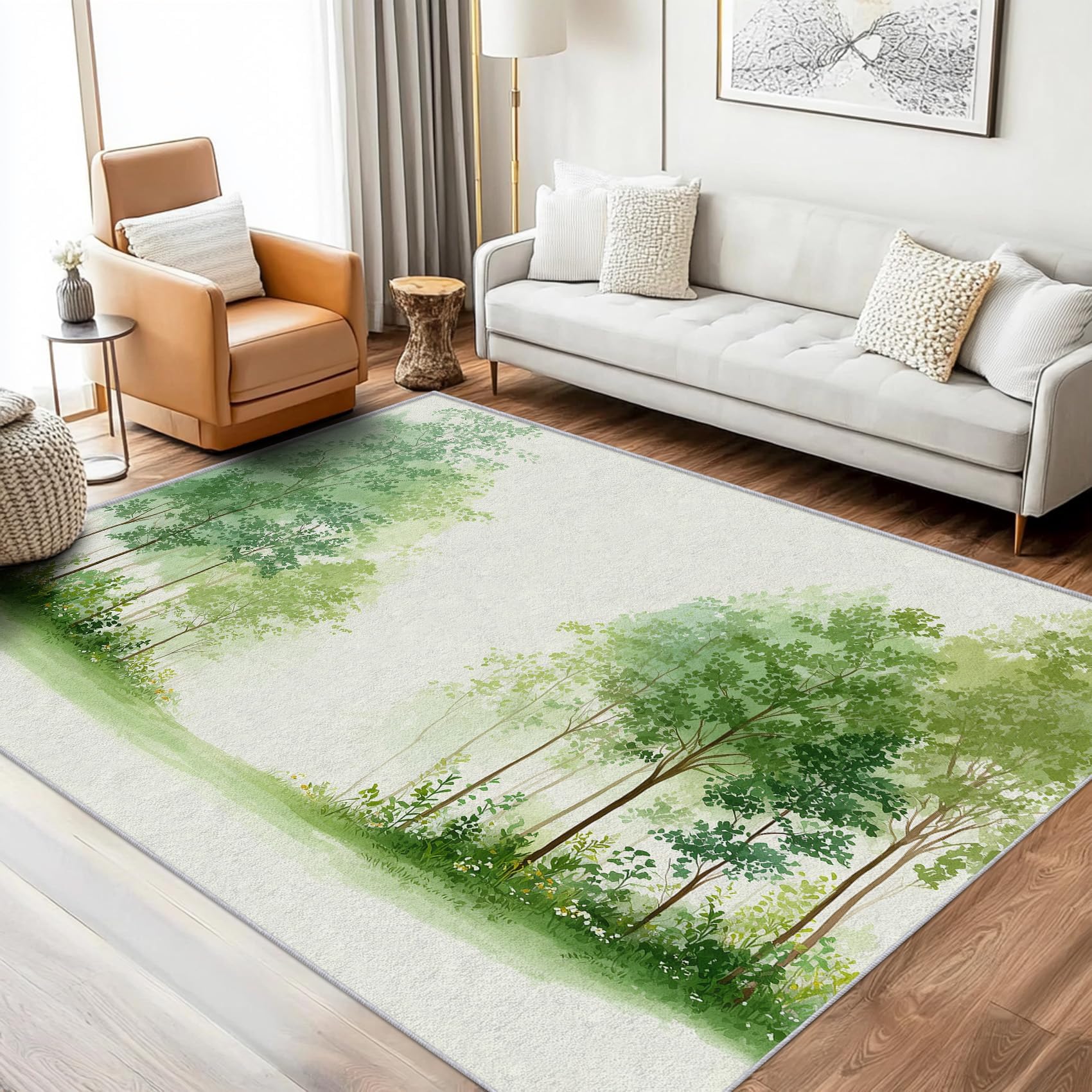 Tapis de salon paysage vert pour une ambiance nature apaisante