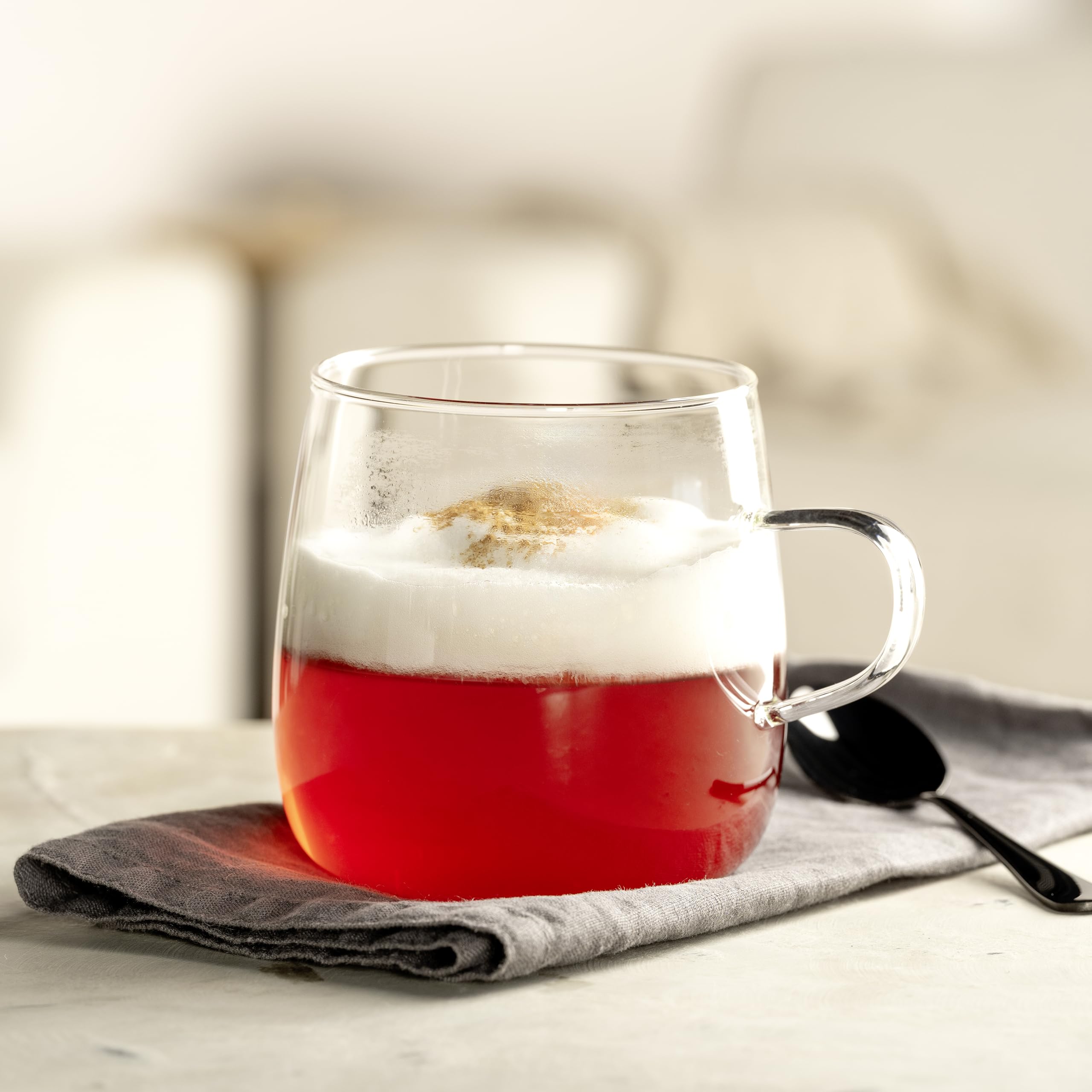 LEONARDO HOME Tè per Te zestaw 4 filiżanek do herbaty - duży kubek do herbaty z grubościennego szkła borokrzemowego - wyprodukowano ręcznie - pojemność 570 ml, można używać w kuchence mikrofalowej - 4