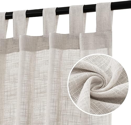 H.VERSAILTEX Cortinas de lino natural mezclado con lino para sala de estar, cortinas texturizadas de lino con pestaña superior, cortinas de filtrado disponible en Yaxa Peru