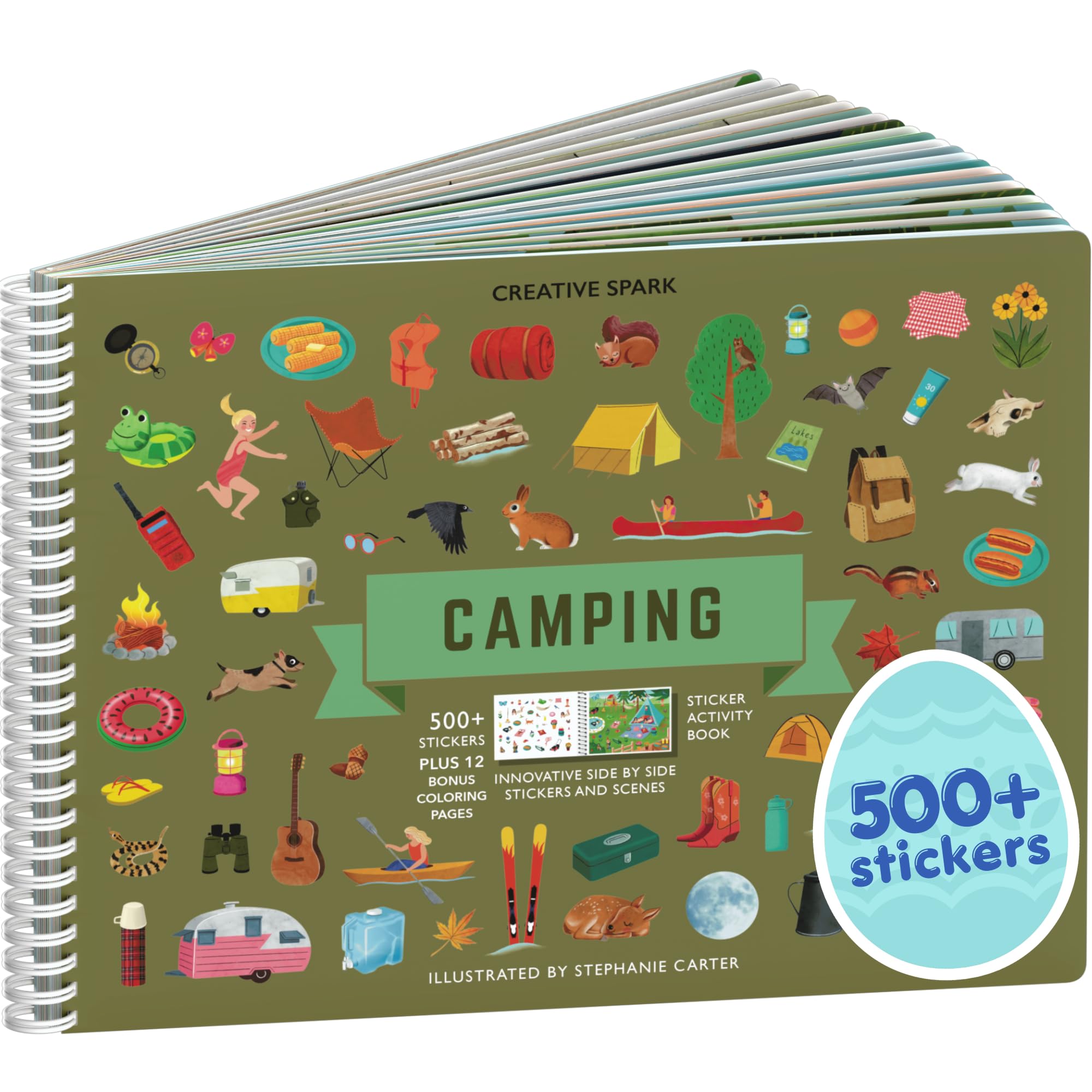Camping 500 Kids Sticker Book by Cupkin Fun Toddler Travel Activity Coloring and Sticker Book Easter Basket Stuffer
