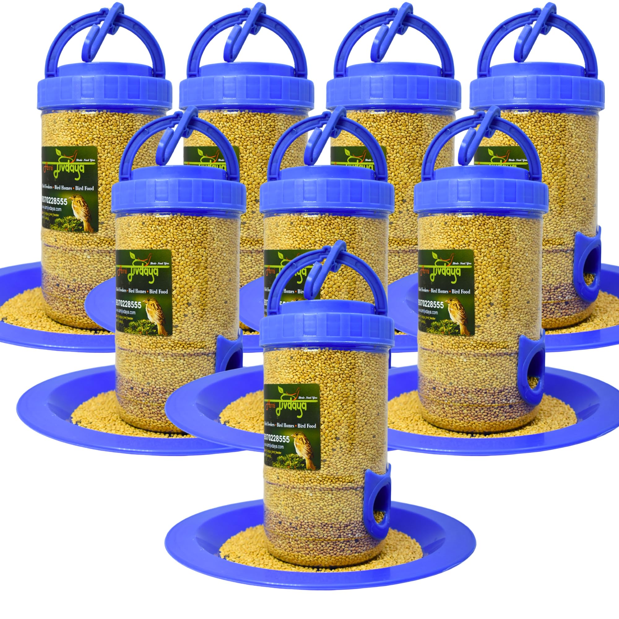Skybeings Plastic Small Bird Feeder | 2 Nozzles | 18cm Height | 490gram Bird Food Capacity | Hanging Bird Feeder for Balcony | Bird Food Feeder | Garden Outdoor Hanging Bird Feeder (8 Piece, Blue) (B0CRVRBPZW) Amazon Price History, Amazon Price Tracker