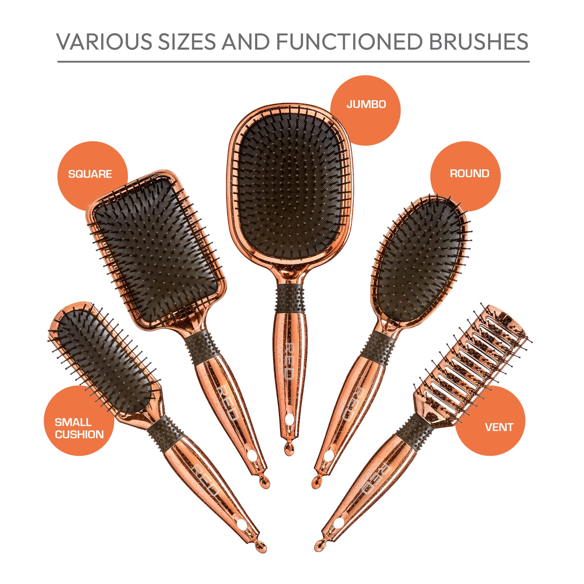 Amazon.com : Red by Kiss Rose Gold Chrome Paddle Brush Heat  display picture 3