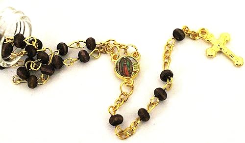 Miniatura 3 de Ooki Rosario perfumado de oro de chocolate Nuestra Señora Guadalupe en tarro de oro de vidrio Cuentas de botella de Rosario con cuentas rojas