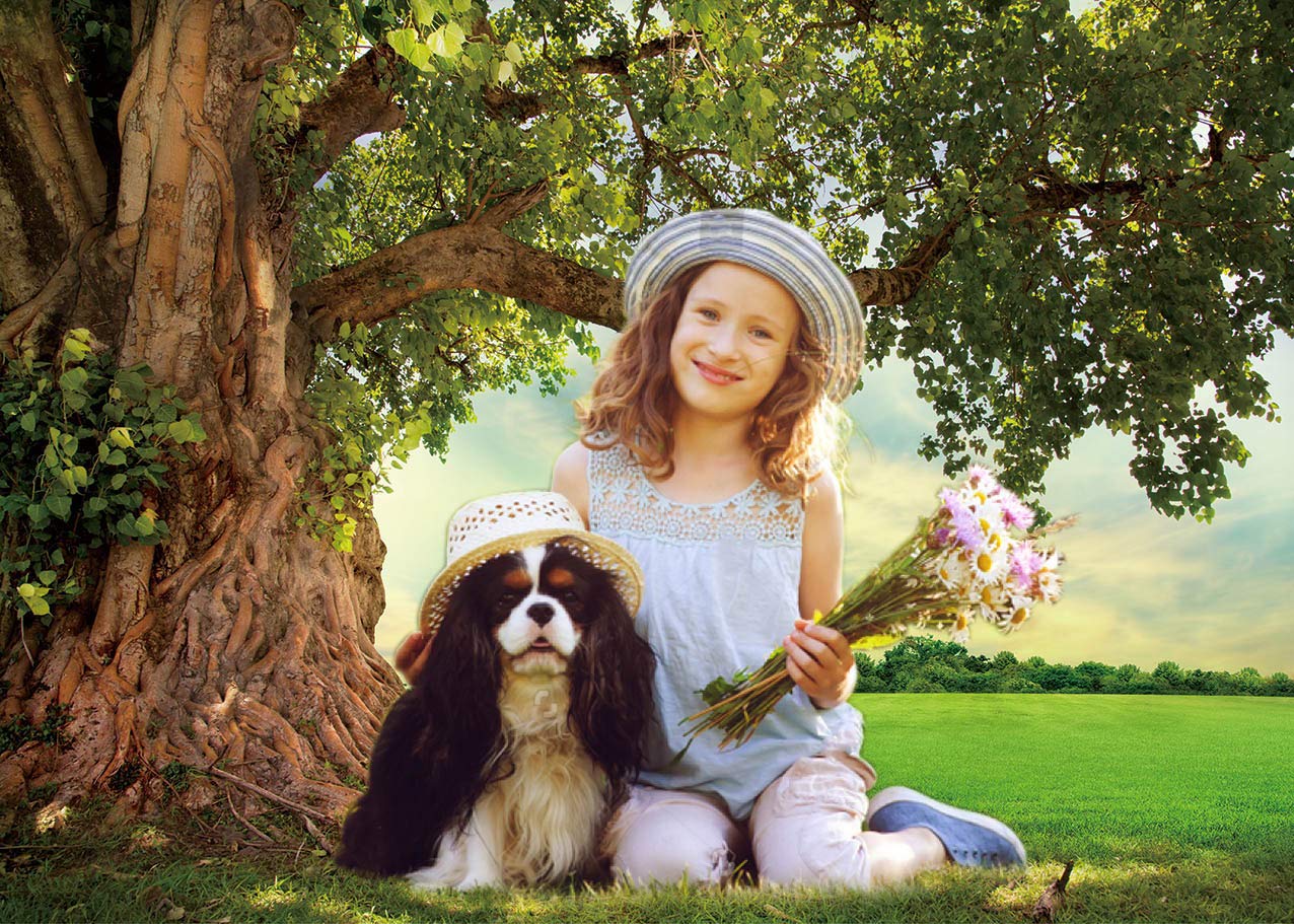 BINQOO 7x5ft Spring Green Tree Backdrop Outdoor Countryside Picnic Sunshine Sky Cloud Grass Background for Photography Vacation Kids Wedding Birthday Party Photo Booth Props