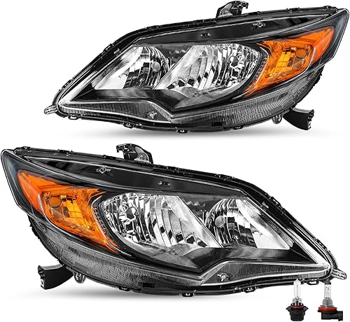 JSBOYAT Conjunto de faros delanteros con bombillas para Honda Civic Coupe 2014-2015 de 2 puertas tipo halógeno de fábrica Par de repuesto de faros