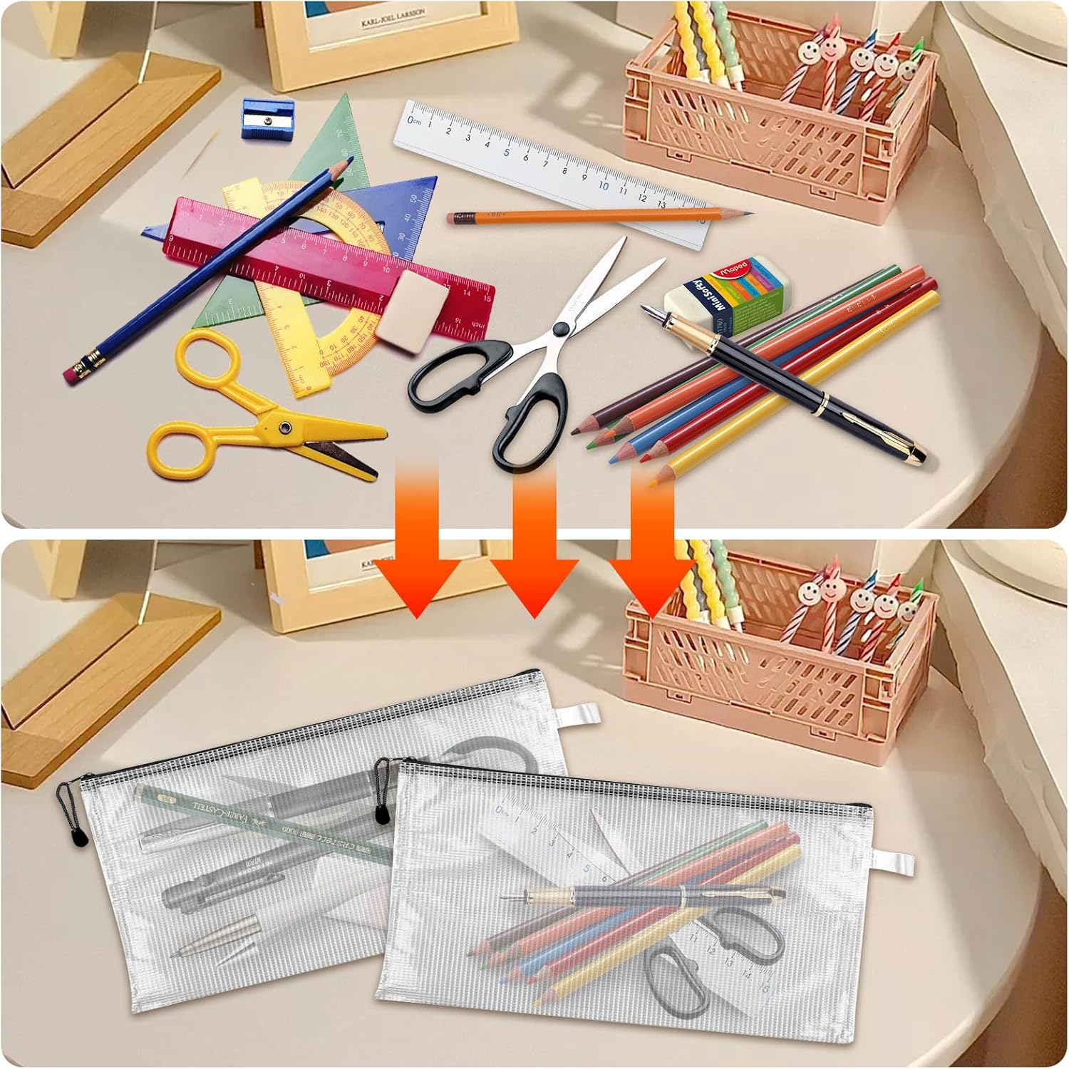 100 Pcs Black Mesh Zipper Pouch Bulk Multipurpose Waterproof Zipper Pouches, 9.5x4.5 Inches Small Plastic Zipper Mesh Bags Clear Mesh Pouches with Zipper for Office Travel Supplies Storage - Image 6