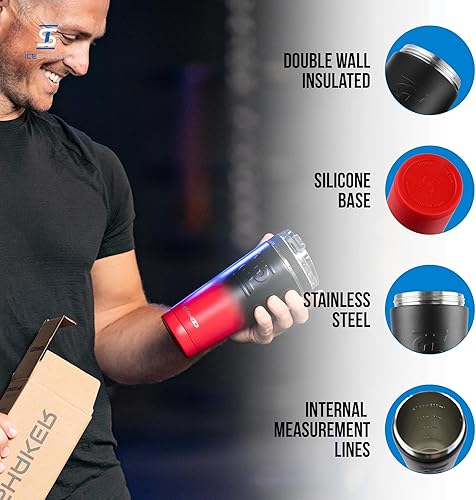 Miniatura 2 de Ice Shaker Botella agitadora de 26 onzas, botella de agua de acero inoxidable y mezclador de proteínas, como se vio en Shark Tank, botella de agua