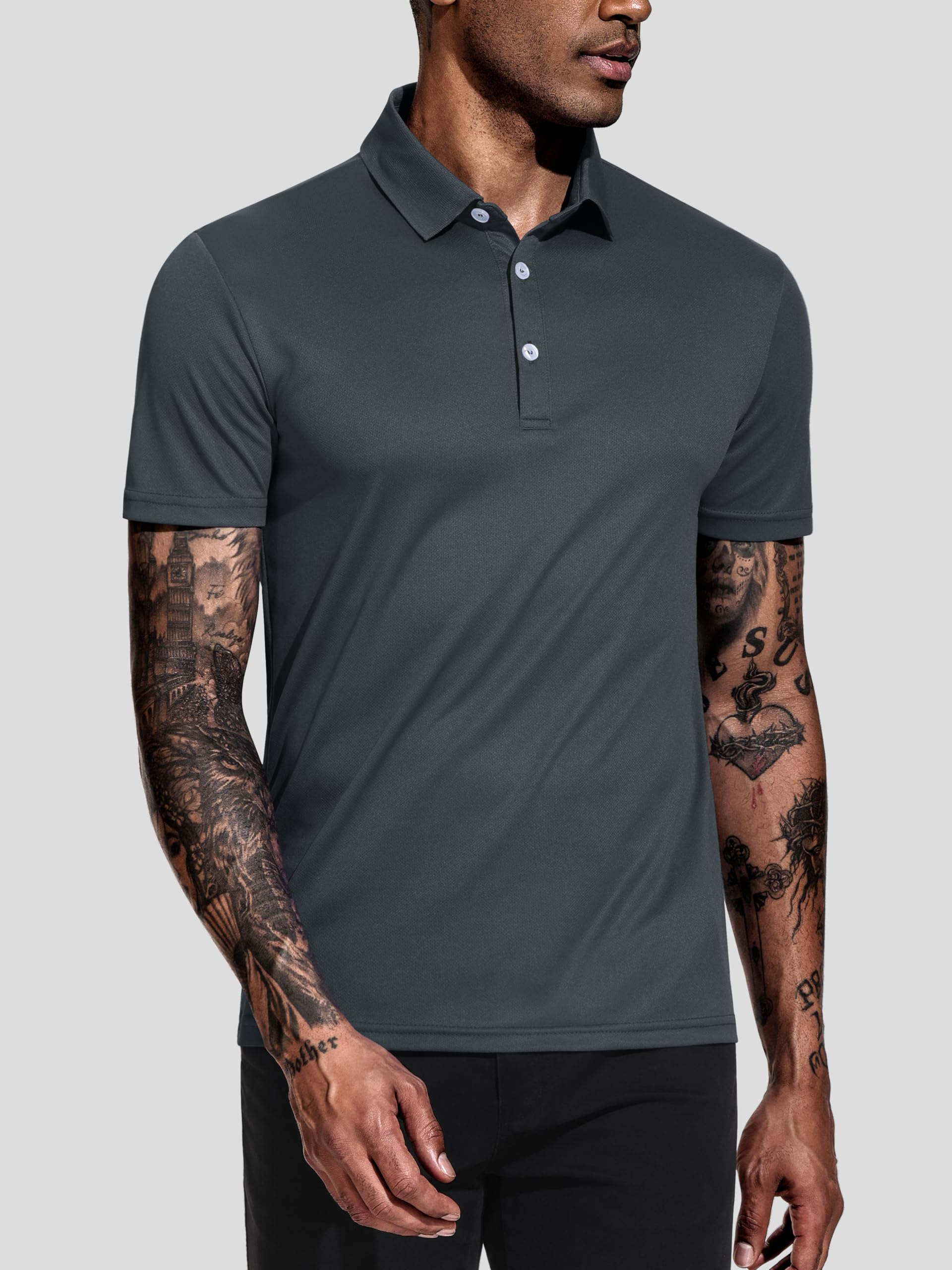 Teesmen Herren Polo T Shirt Sport Quick-Dry Tech Wicking Golf Atmungsaktiv Kurzarm Polo Shirt