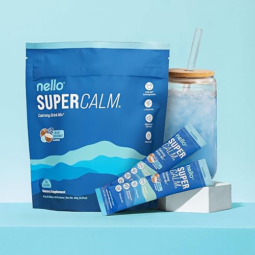 Miniatura 117 de Nello Supercalm - Mezcla de bebida en polvo, limonada de frambuesa, L teanina, Ksm-66 Ashwagandha, glicinato de magnesio, vitamina D 3, suplementos