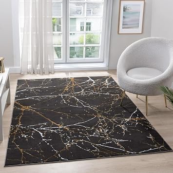 LUXE WEAVERS Modern Abstract Nature Black 8x10 Area Rug, Non-Shedding Carpet