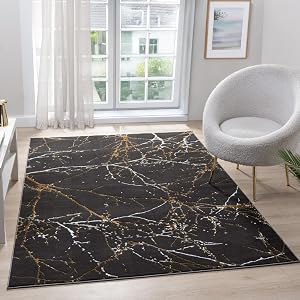 LUXE WEAVERS Modern Abstract Nature Black 4x6 Area Rug Non-Shedding Carpet