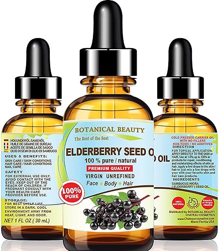 Aceite de semilla de saúco belga Sambucus Nigra 100% puro natural virgen sin refinar aceite portador prensado en frío 1 onza 1.0 fl oz para rostro,