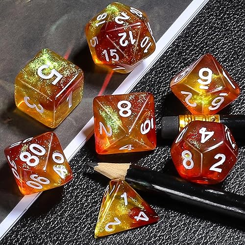 Miniatura 163 de CiaraQ DND - Juego de dados poliédricos para juegos de rol de Dungeons and Dragons RPG MTG, con 1 bolsa de dados (rosa + amarillo) Rosa +