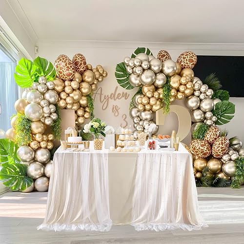 Miniatura 5 de Paquete de 2 manteles de tul blanco de 60 x 120 pulgadas, mantel de mesa de boda de 10 pies, para decoración de mesa de postre de arco de boda,