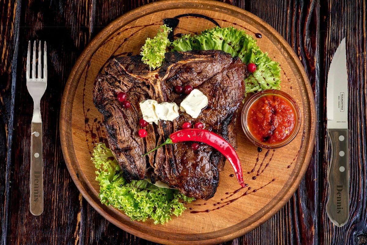 Steakbesteck mit Ihrem Namen graviert Steakmesser, Steakgabel aus bestem Edelstahl und nachhaltigem Holz produziert, Grillabend, BBQ