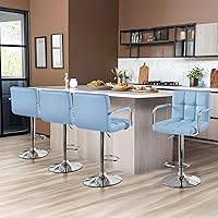 Vista 12 de Yaheetech - 4 taburetes de bar ajustables para mostrador de cocina, taburetes de bar/mostrador, silla de comedor giratoria hidráulica de piel Marrón