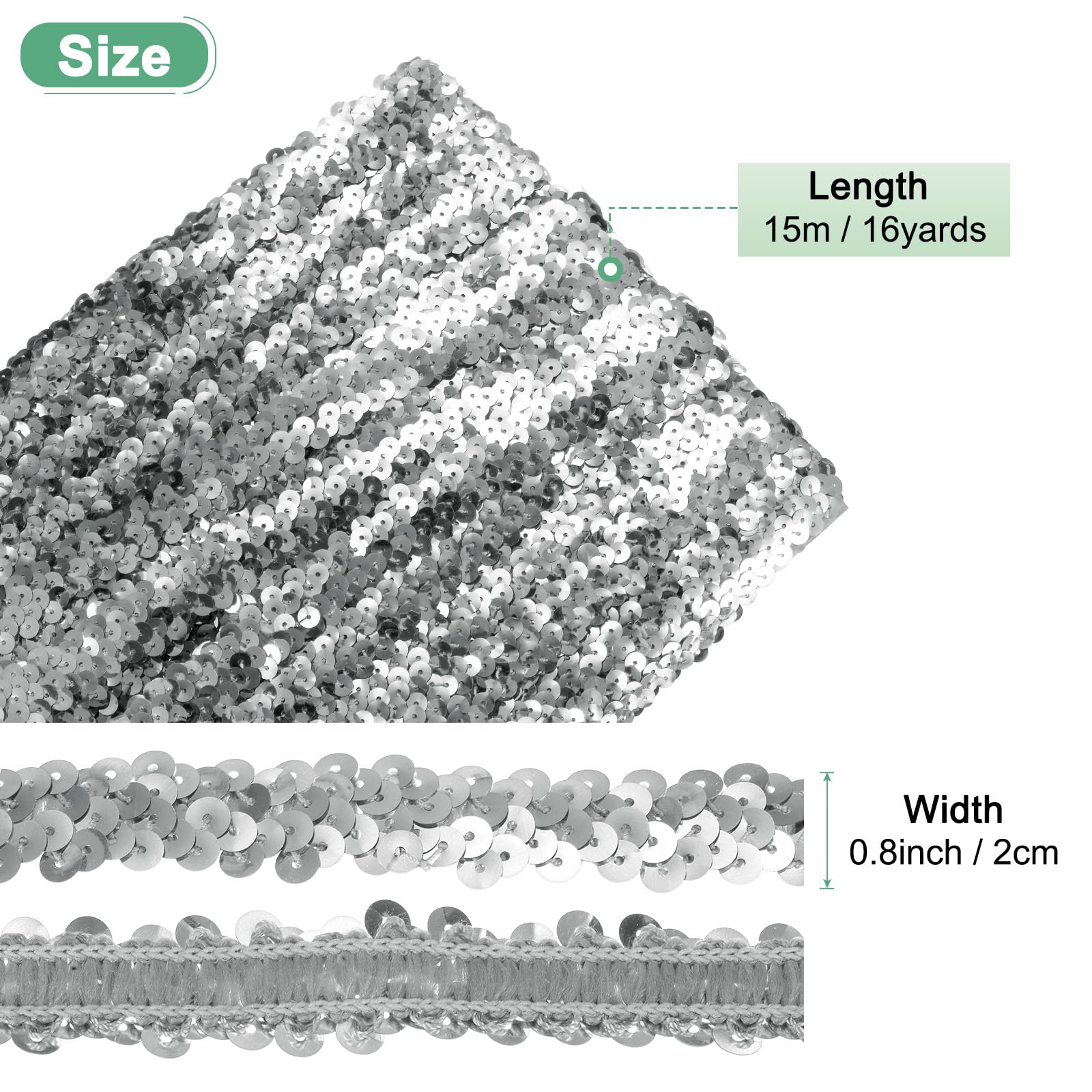 M METERXITY 1-Pack Elastic Sequins Trim - Image 3
