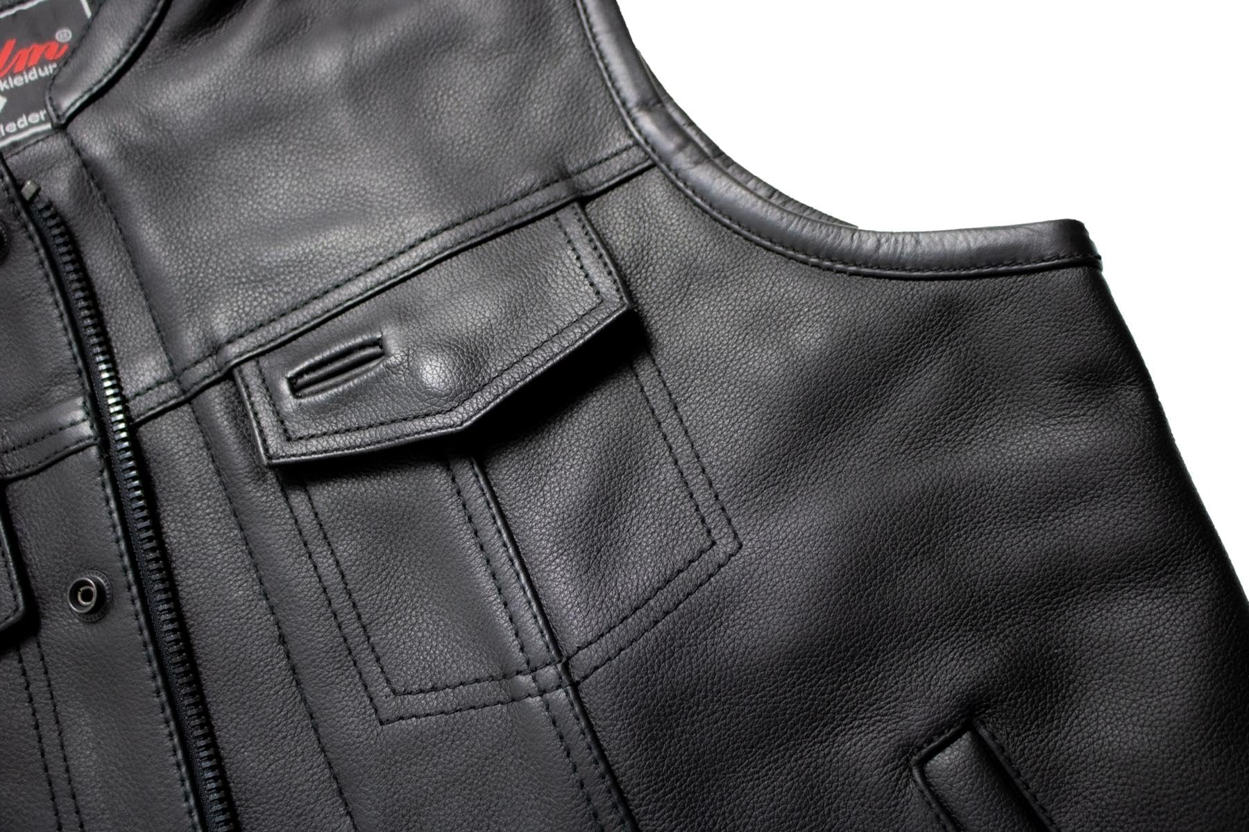 MDM Gilet da Motociclista in Vera Pelle da Uomo, Stile Anarchy, Nero, Gilet Biker in Pelle Robusta con Tasche, Ideale per Patch e Loghi Club