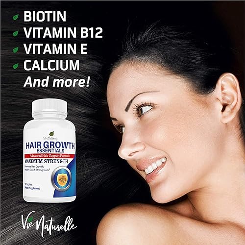 Miniatura 5 de Suplemento Hair Growth Essentials para caída del cabello, tratamiento avanzado para crecimiento del cabello con 29 vitaminas fuertes y nutrientes