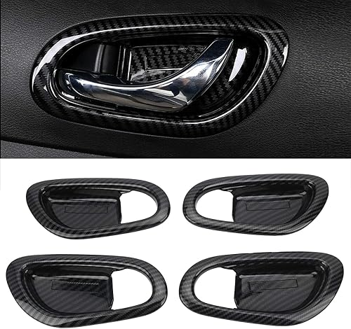 Miniatura 4 de PerGar Cubierta interior de la manija de la puerta, cubierta interior de la manija de la puerta, ajuste de fibra de carbono estilo para Navara