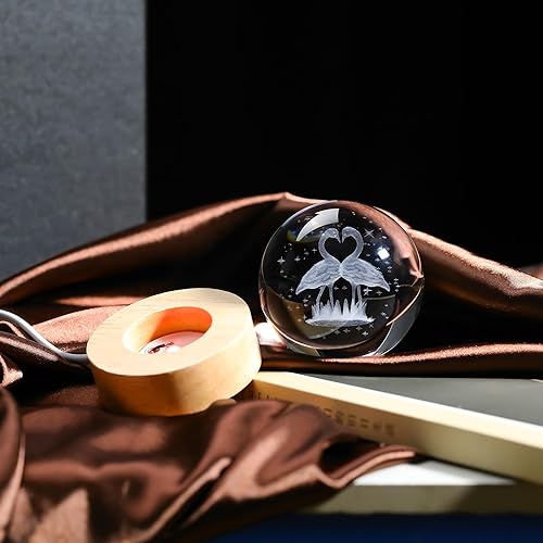 Miniatura 2 de Regalos de flamenco 3D para mujer, bola de cristal de 2.36 pulgadas, figuras de flamenco, decoración de animales de cristal, para habitación,