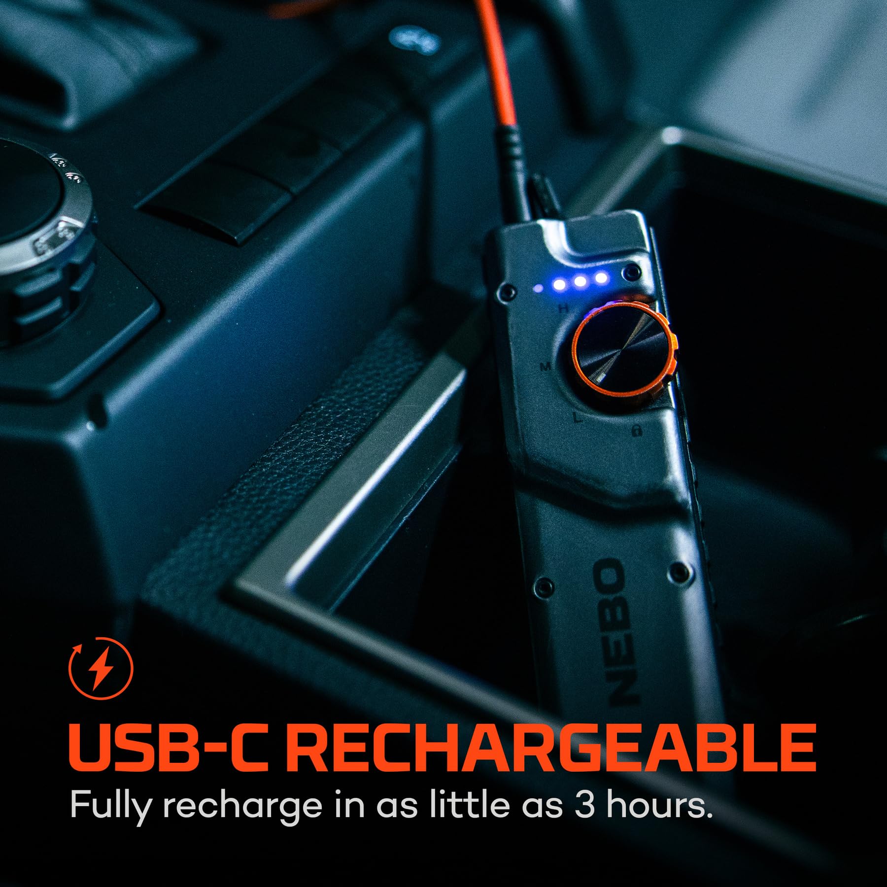 NEBO Edge 2K Pocket Light - 2.000 Lumen Kompakte Taktische Taschenlampe, Dynamisches Wählrad, USB-C Wiederaufladbare Taschenlampe