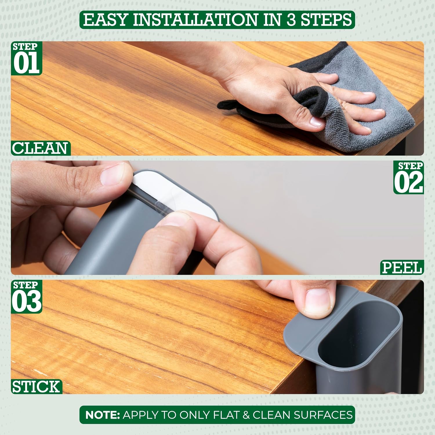 2 Pack Deskside Pen Holder - Optimize Your Space with Our Attachable Pencil Holder for Desk - Desk Pen Holder with Self-Adhesive and Rotatable Attacher - Image 4