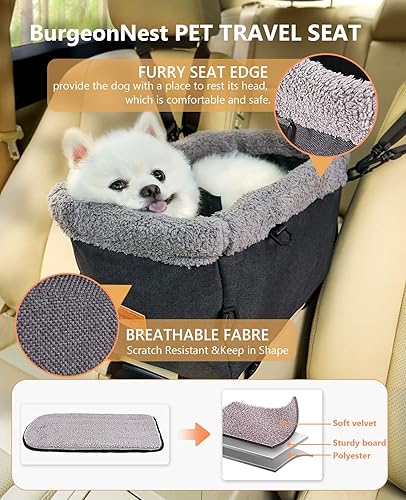 Miniatura 4 de BurgeonNest Asiento de automóvil para perros pequeños, asiento elevador para mascotas con marco de metal, asiento mejorado para cachorros con