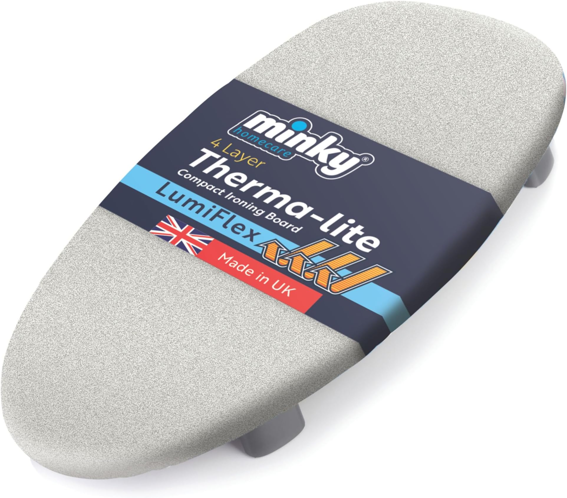 Minky Table Top Ironing Board, Therma-lite Board, LumiFlex Cover, Compact Iron Table, Non-Slip Folding Legs, Lightweight, 70 x 34cm, UK Manufactured