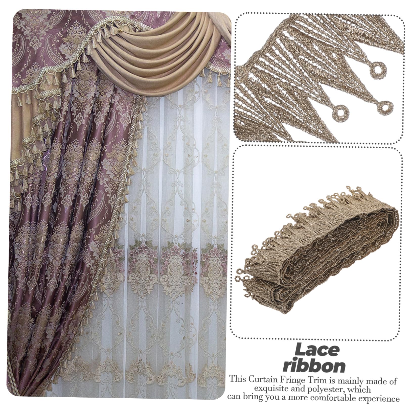 Fringe Dentelle Dorée Pour Rideaux Finition Décorative Pour Couture Et Artisanat Yards De Bordure Élégante Pour Projets Et Décorations De Maison