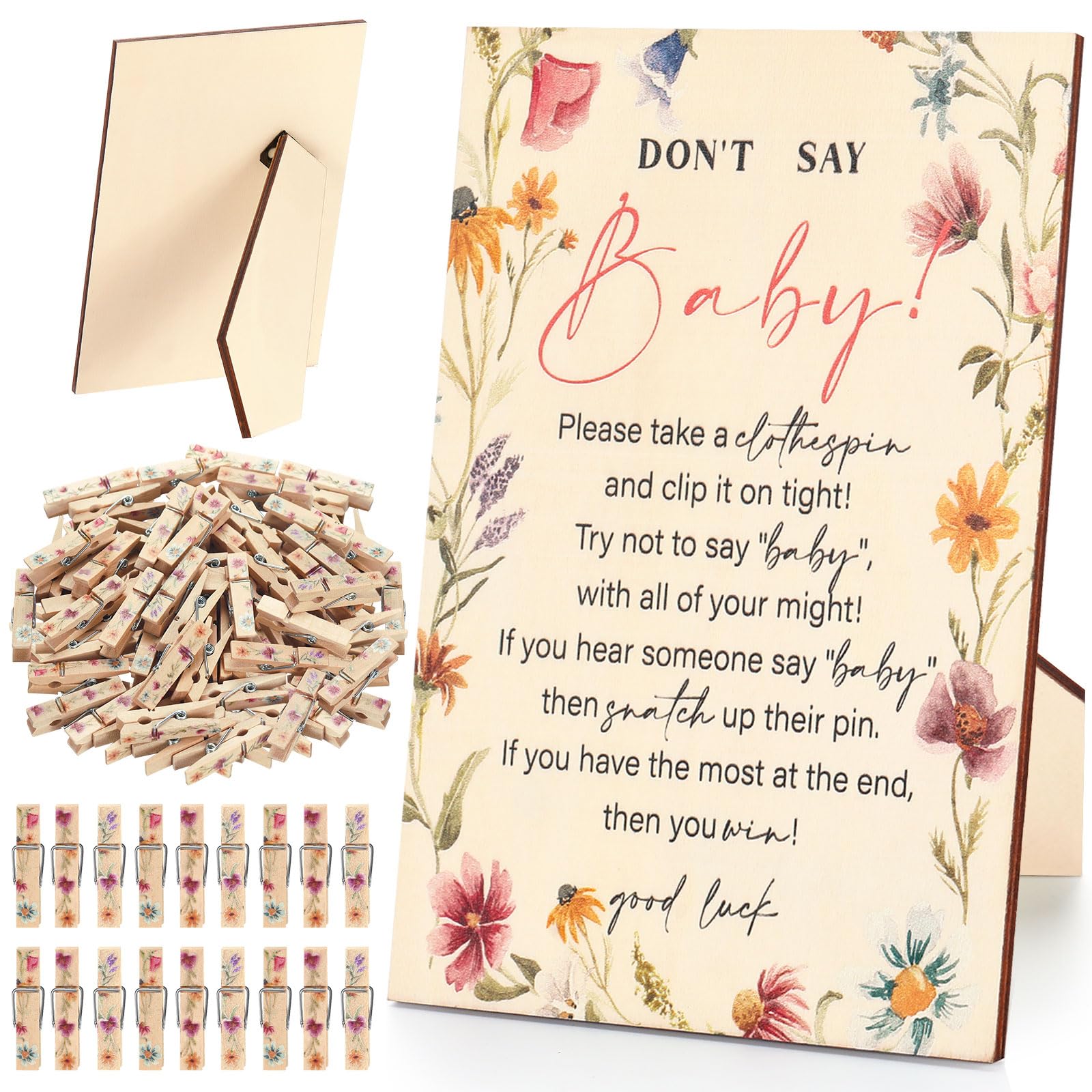 Mini pinces à linge naturelles kit de décoration floral pour baby shower
