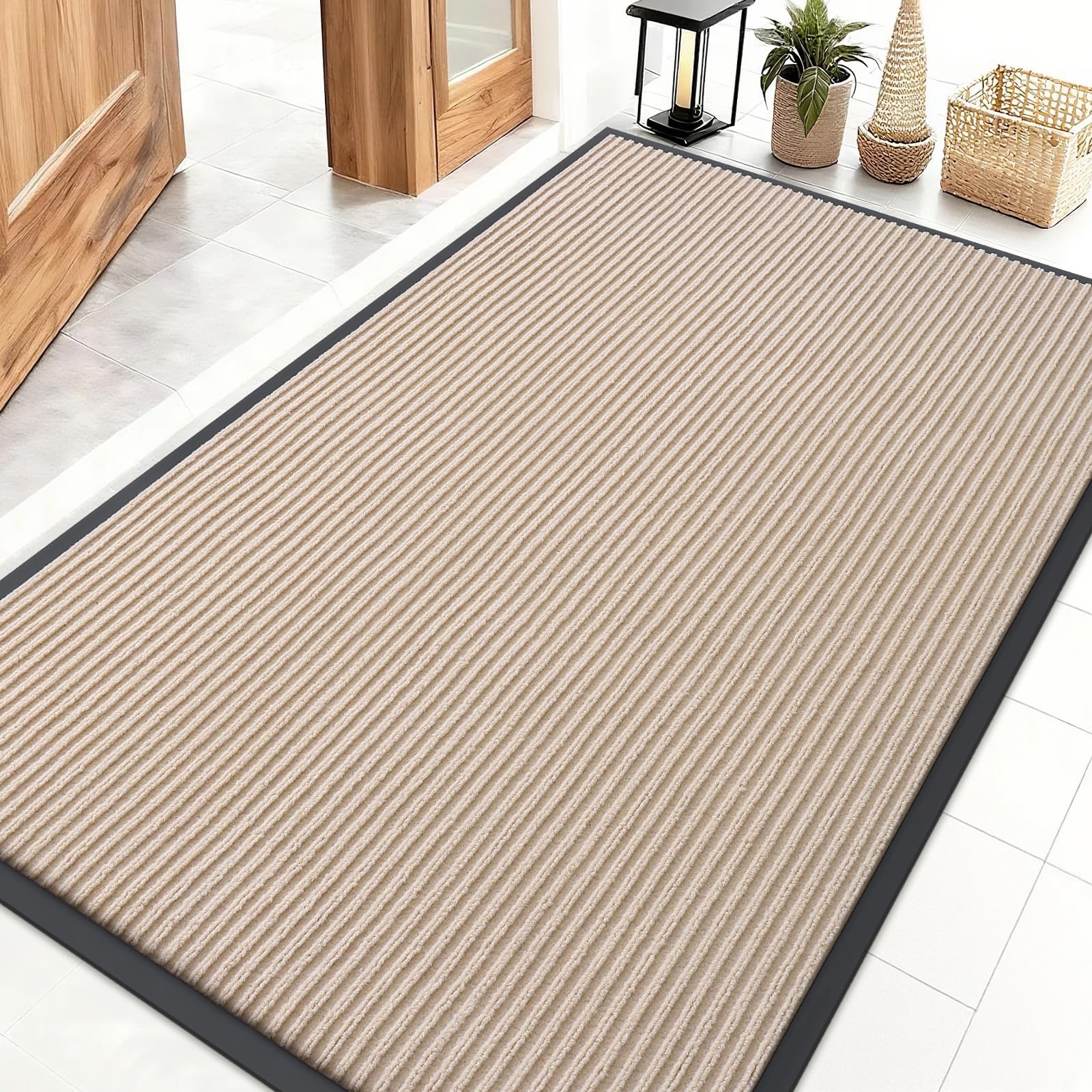 OLANLY Front Door Mat Indoor Outdoor Entrance, Waterproof Heavy Duty Doormat, Fade Resistant, Low Profile, Easy Clean Patio Porch Welcome Floor Mats for Entry, 29.5x17, Beige — view 157