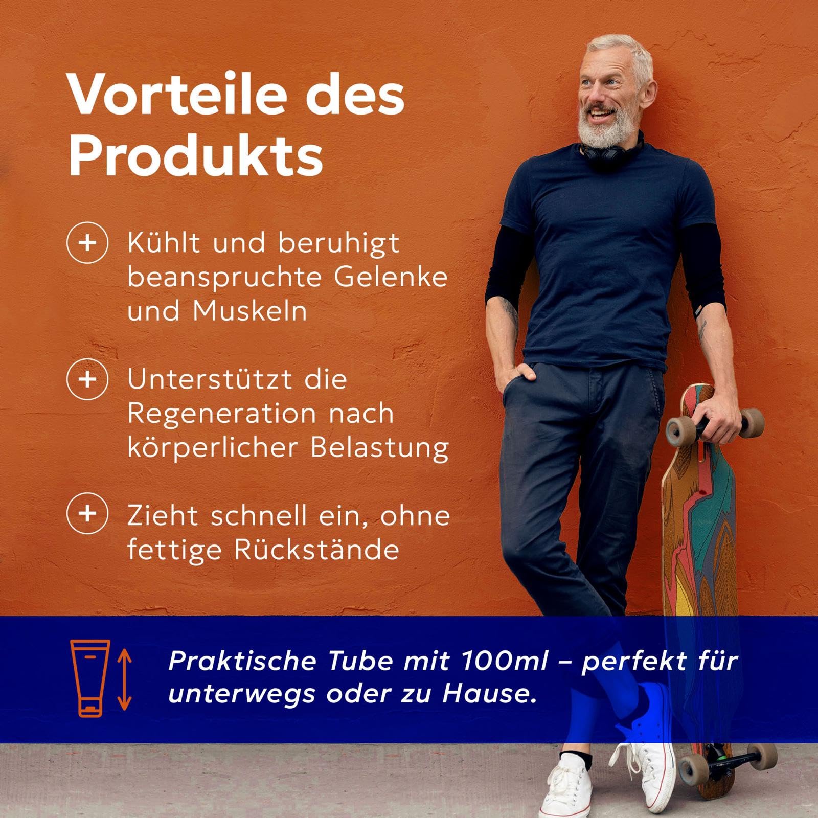AthroForte +4em Creme gegen Arthrose – Kühlender Effekt für Muskeln und Gelenke – Mit Natürlichen Extrakten aus Menthol und Eukalyptus – Für Hände, Füße, Schultern und Knie – 100 ml