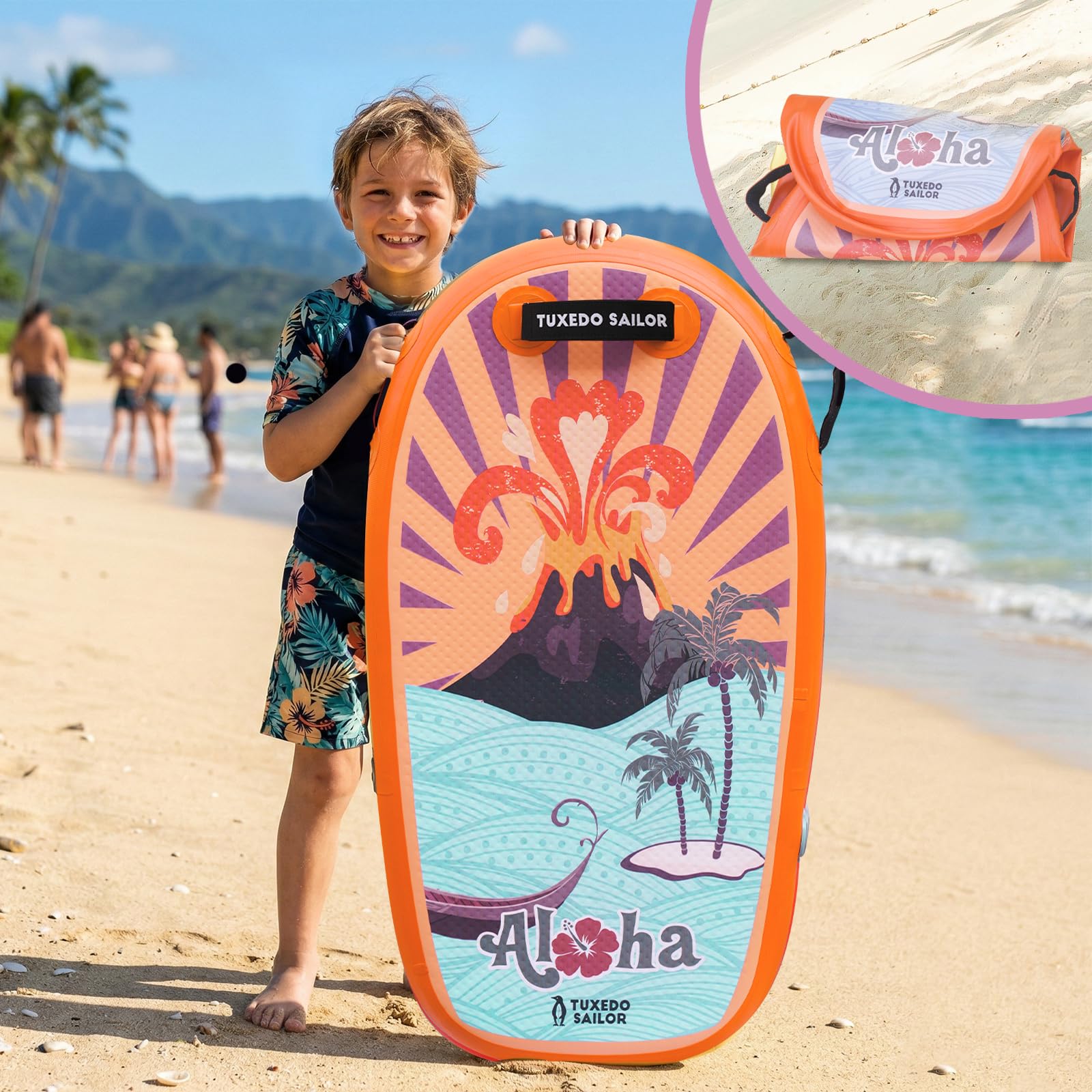 Tuxedo Sailor Tavola bodyboard Gonfiabile Tavola da Surf Gonfiabile Body Board per Bambini e Adulti Tavola da Nuoto per Principianti ed Esperti