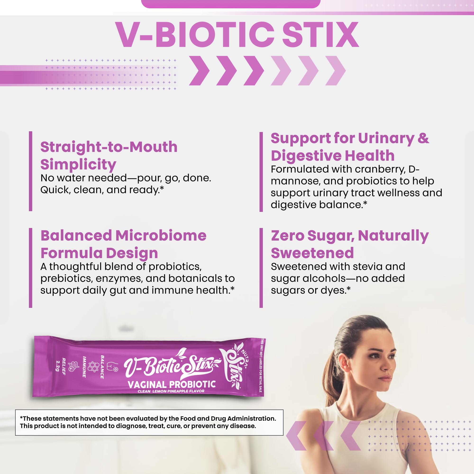 Clean Nutraceuticals Vaginal Probiotics for Women with Cranberry Extract, D-Mannose, Prebiotics, pH Balance for Women, Vaginal Health – Womens Probiotic Alternative to Gummies - 20 Stix — Amazon image 6