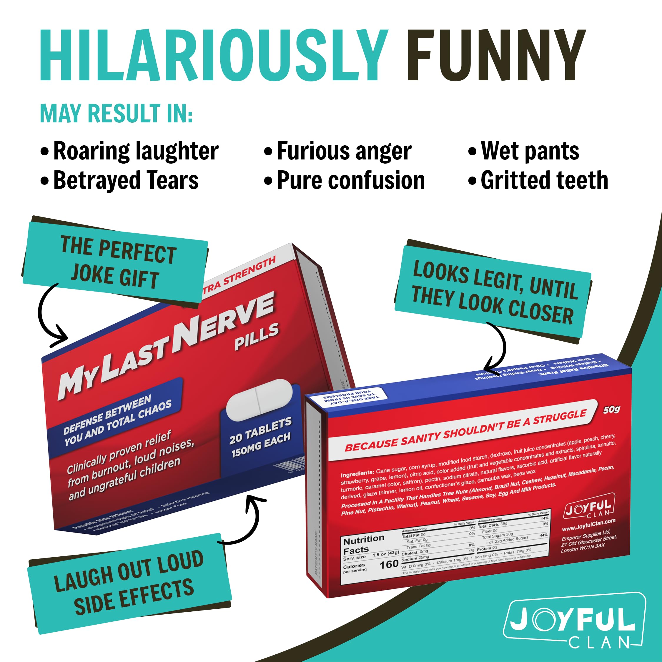 MyLastNerve Prank Pill Box with Jelly Beans - Funny Gifts for Mom, Mom Birthday Gifts, Mothers Day Gift, Gag Gift Candy Box for Women, Wife, Grandma