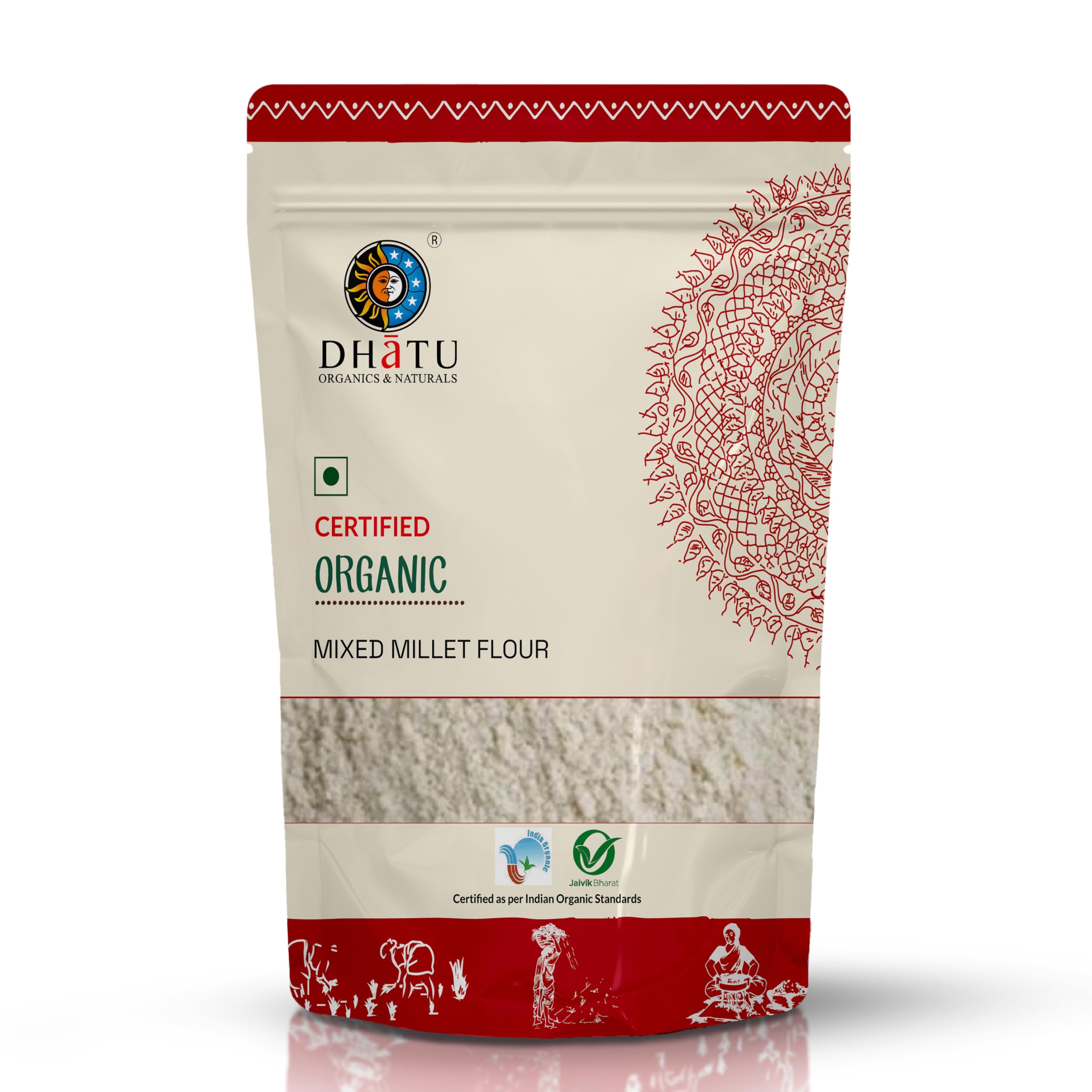 Dhatu Organics Mixed Millet Flour | Nutritious Blend of Foxtail, Pearl, Kodo & Barnyard Millets