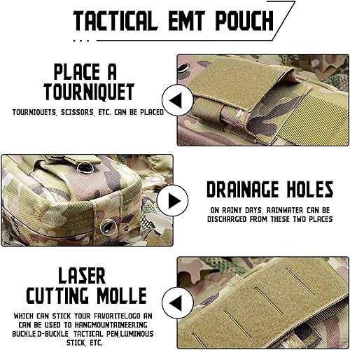 Miniatura 15 de Ifak Kit de trauma, kit de trauma médico Ifak, kit de primeros auxilios táctico Molle de primeros auxilios de emergencia, suministros de repuesto