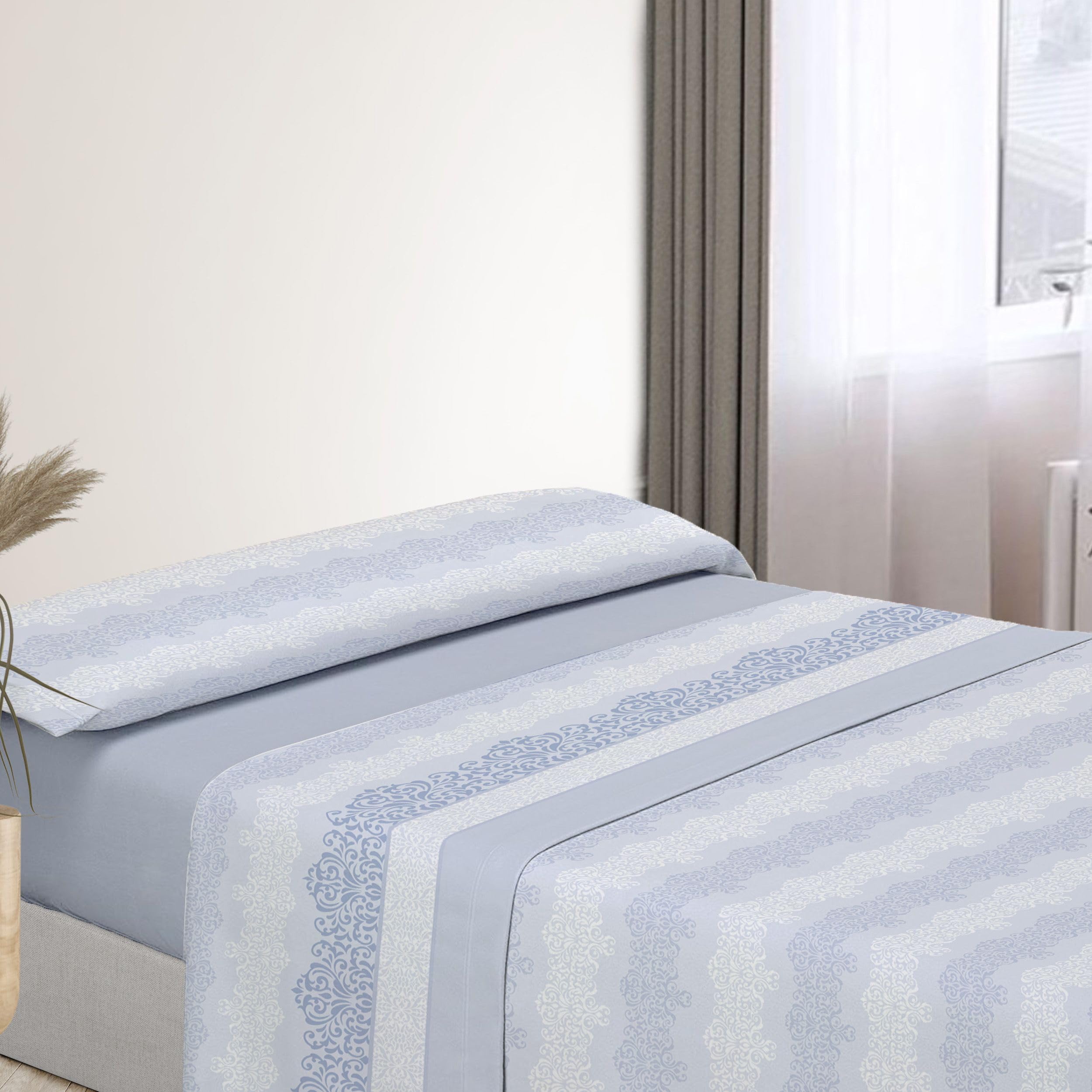 DALINA Textil - Juego de Sábanas Pirineo 3 Piezas para Cama de 135 - Sábana Polar para Invierno Cama Doble, Bajera Ajustable 135x190x25cm, Encimera 210x260cm y 1 Funda Almohada 45x150cm