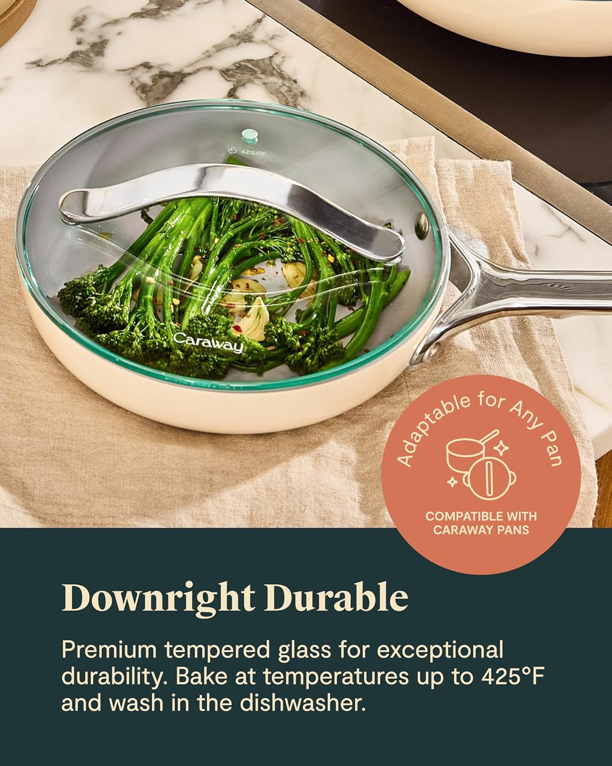 Caraway 8" Glass Lid for Pots and Pans - Made With Tempered Glass - Sized to Fit Caraway Ceramic-Coated & Stainless Steel Cookware - Image 4