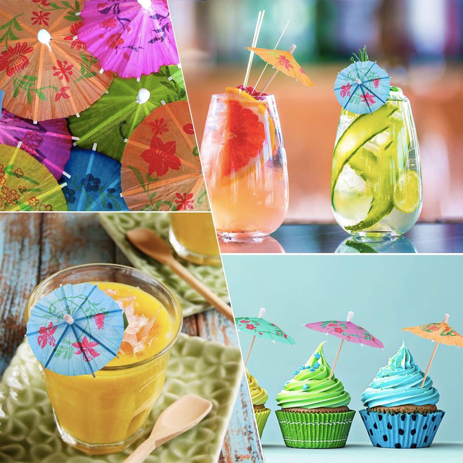 120 Pezzi Decorazioni per Cocktail, Ombrellini Cocktail, Stuzzicadenti per Fuochi D'artificio, Cannucce Cocktail a Colori Misti, Multifunzionale Decorazione del Cocktail per Feste, Spiaggia, Bar