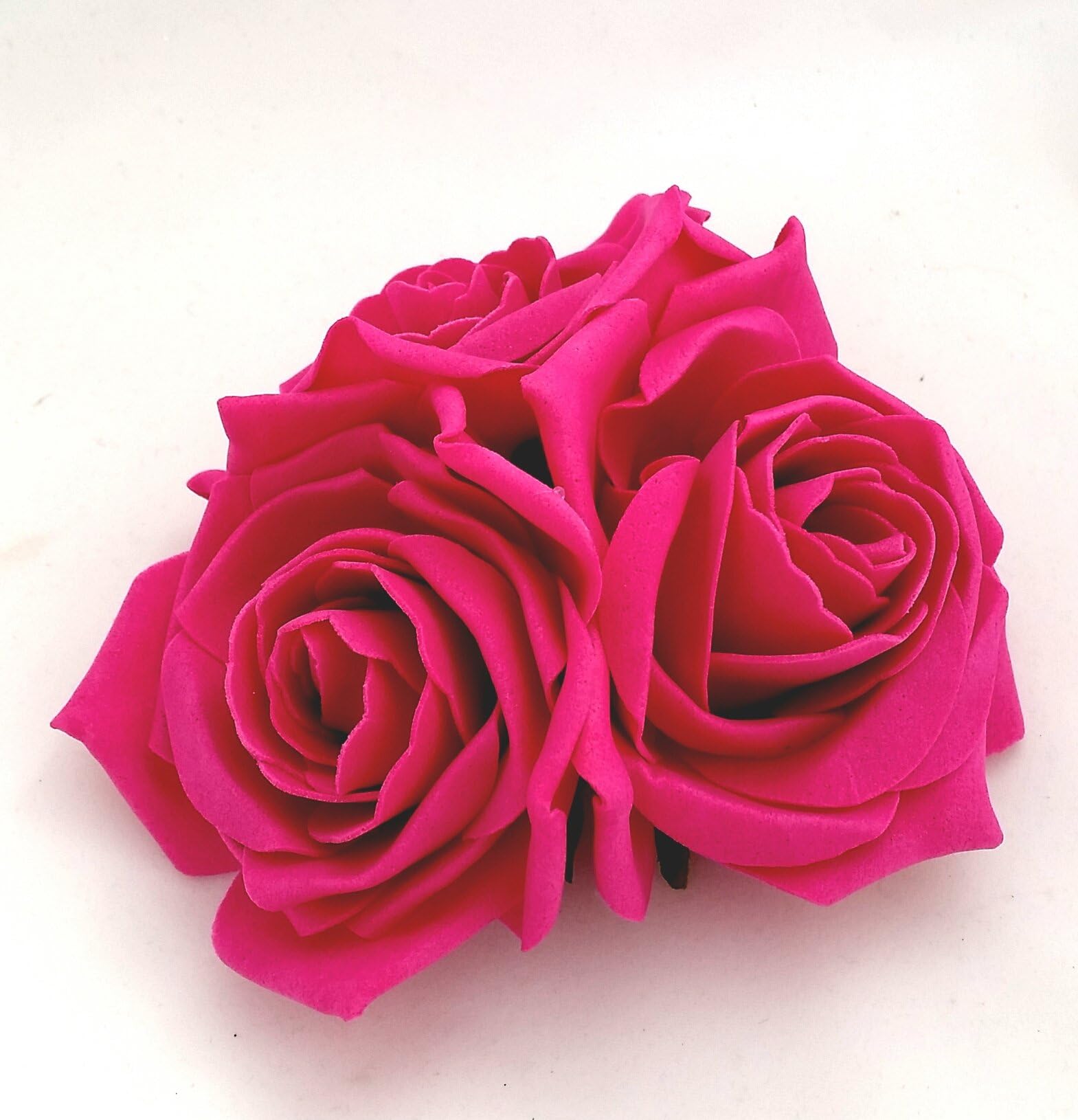 Large Fuchsia Pink Roses Cluster Artificial Hair Flowers Fasciator Clip Hand Made in Uk