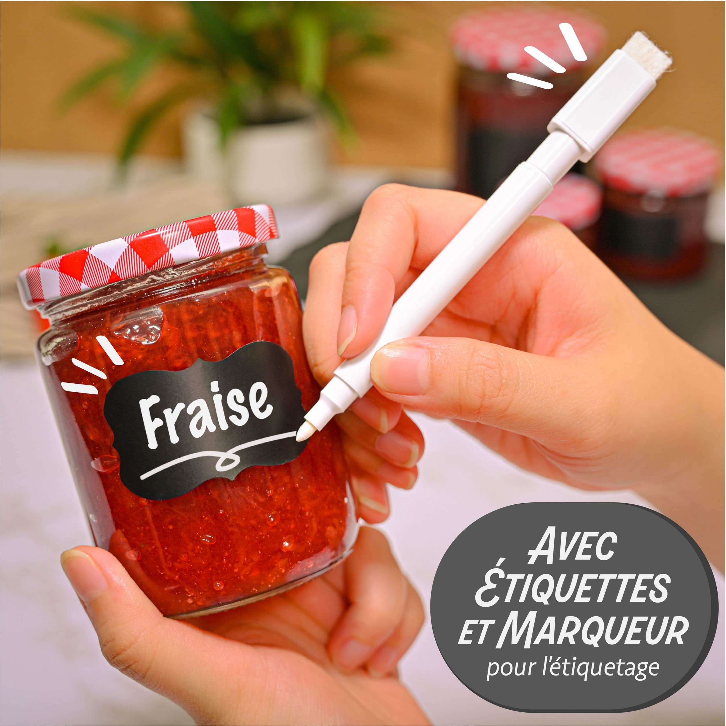 Praknu 25 Pots à Confiture de 230ml - Avec Étiquettes et Marqueur - Hermétique - Lavable au Lave-vaisselle - Idéal comme Cadeau