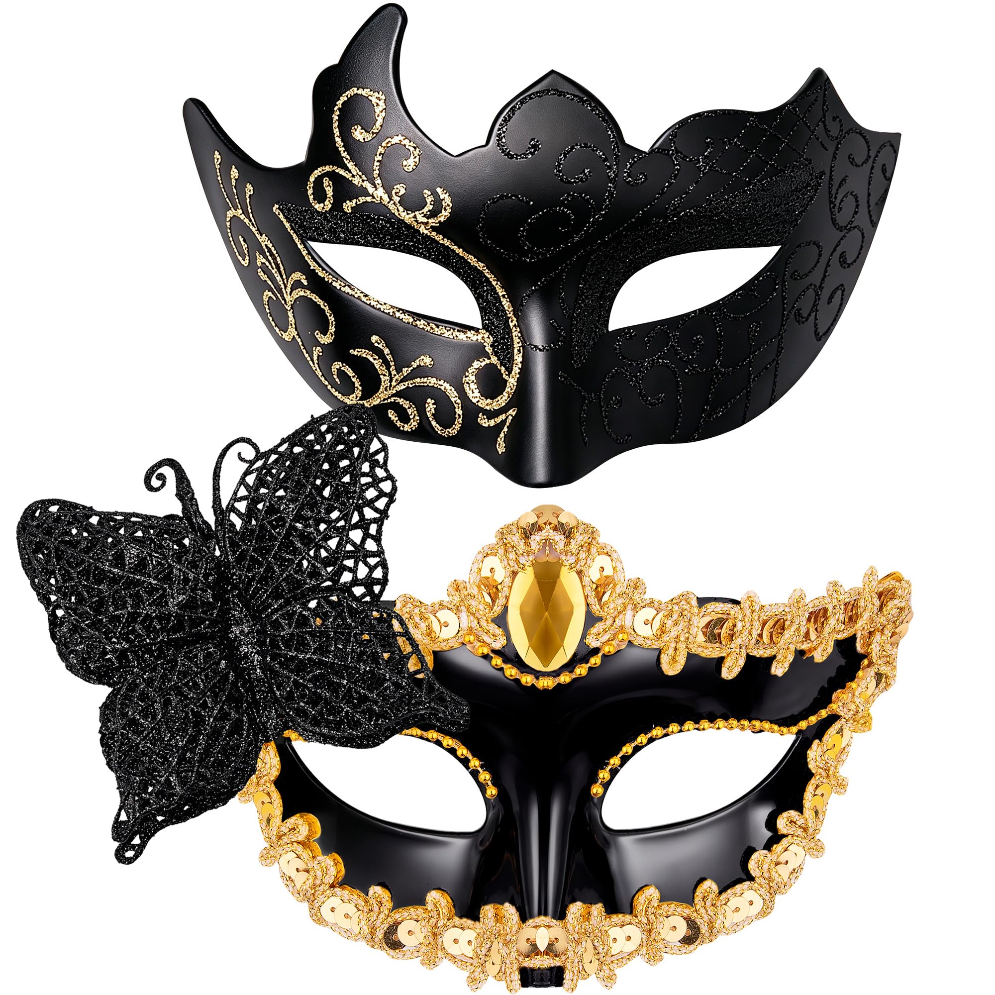 SIQUK Couple Masquerade Masks Set Venetian Party Mask Mardi Gras Mask — image 1