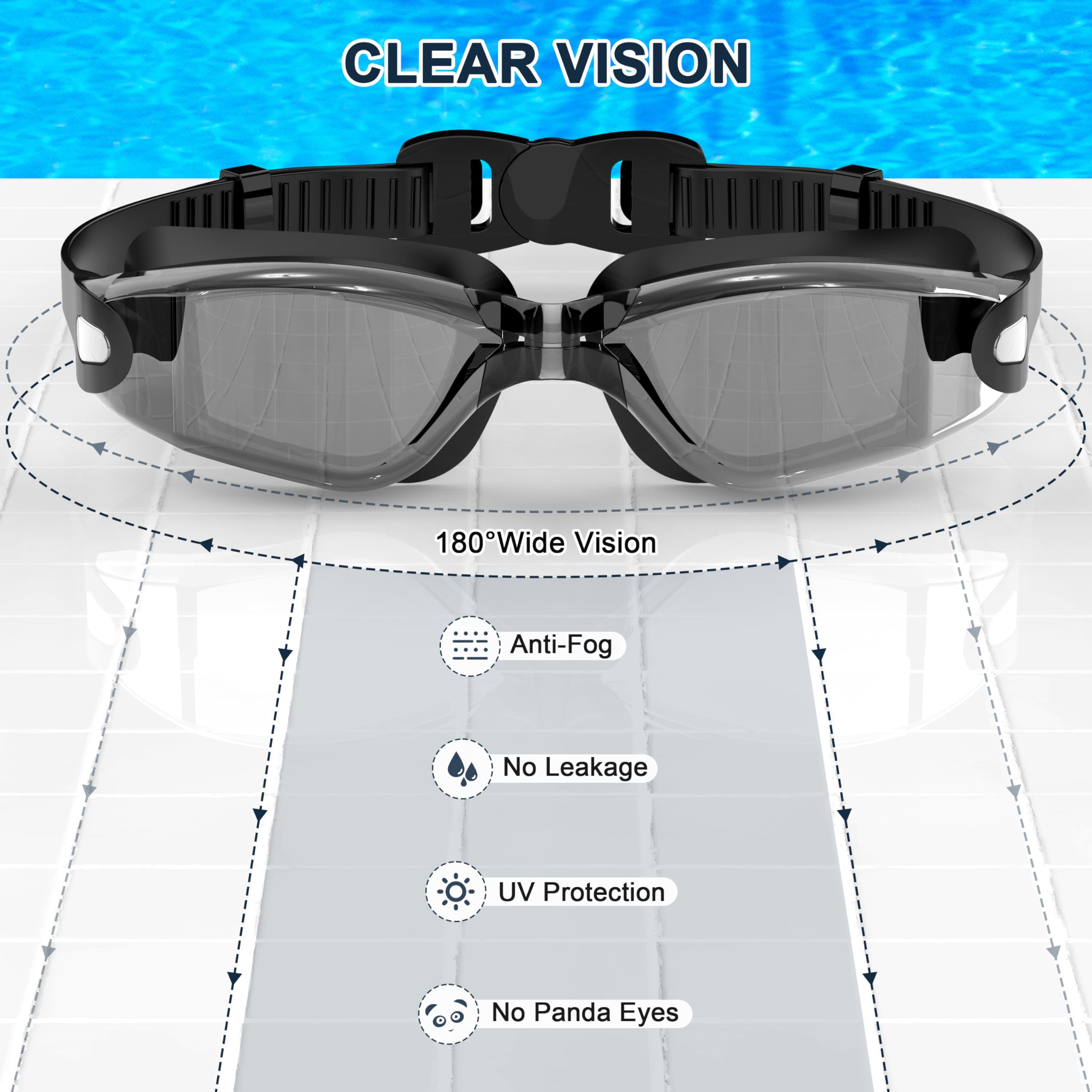 Gafas Natacion Unisex Antivaho HD Proteccion UV Impermeables Ajuste Seguro Adultos